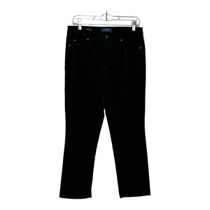 Talbots Womens 8P Black Corduroy Pants High Rise Straight Leg Stretch BD2706